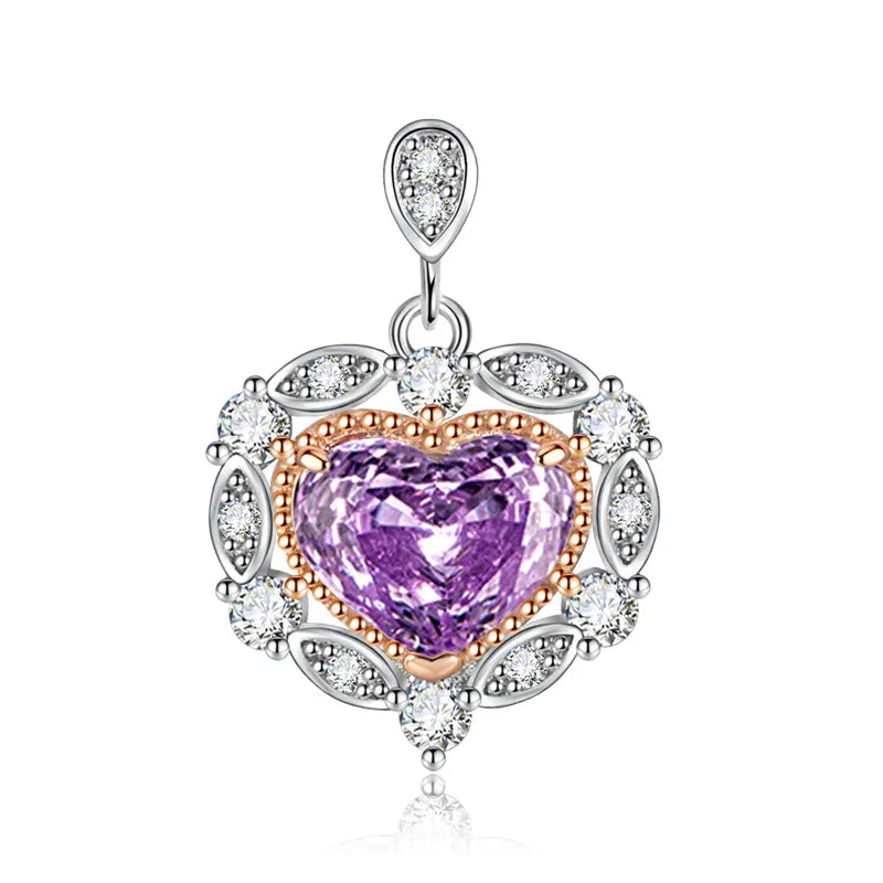 1 Piece Copper High Carbon Diamond Heart Shape Pendant