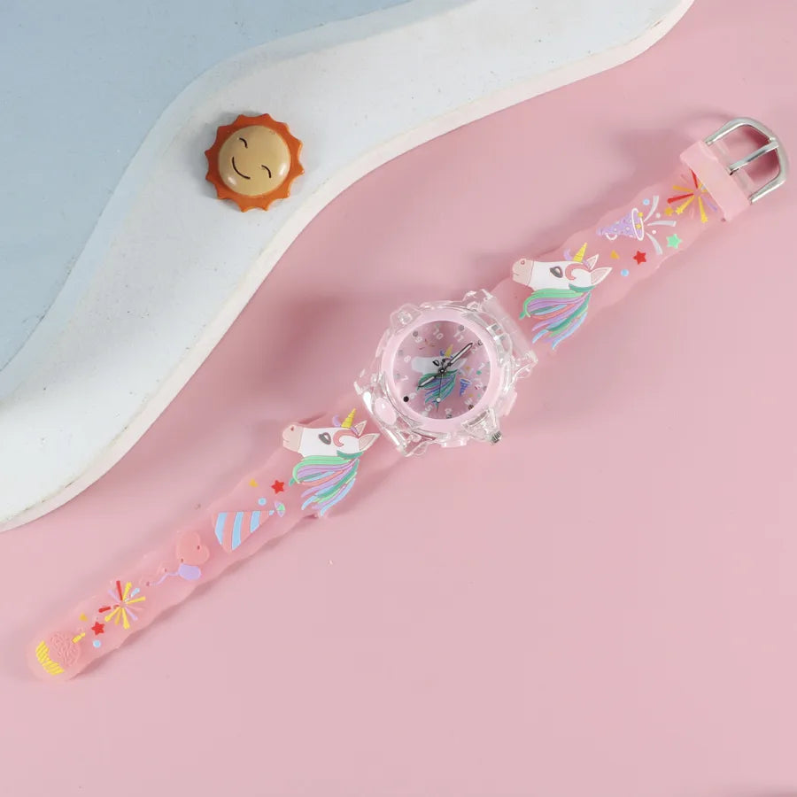 Children's Watch Creative Cartoon Quartz Color Shell Luminous Series Watch Primary School Boys and Girls 3D Viscose Watch