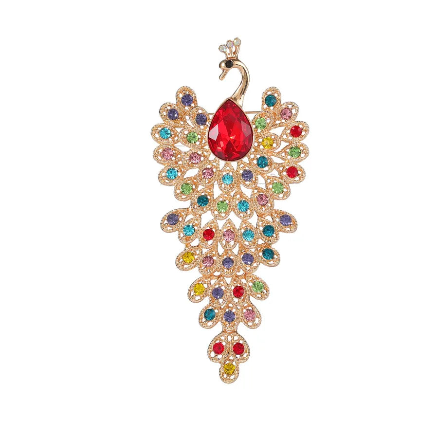 Elegant Vintage Peacock Brooch Pin High End Personality Style Rhinestone Anti-Light Clothing Accessories Phoenix Retro Brooch