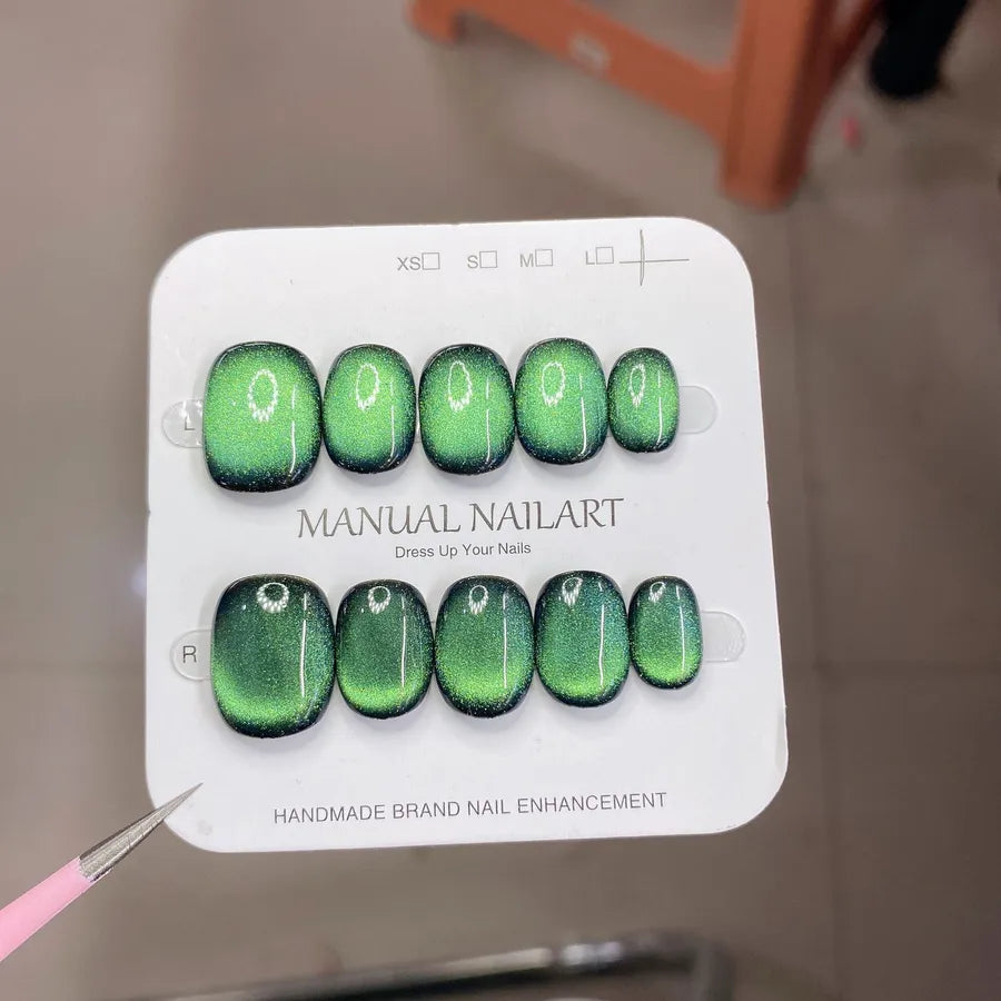 Handmade Wearable Nail Art Phototherapy Finished Product Sparkling Crystal Stone Cat's Eye Removable Starry Sky Pattern Simple Style