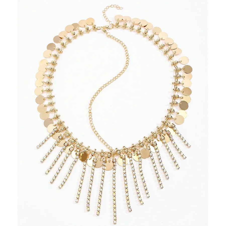 Gold Sequin Round Piece Bead Tassel Bridal Headwear Women's Party Wedding Accessories Geometric Pattern Alloy Hairband
