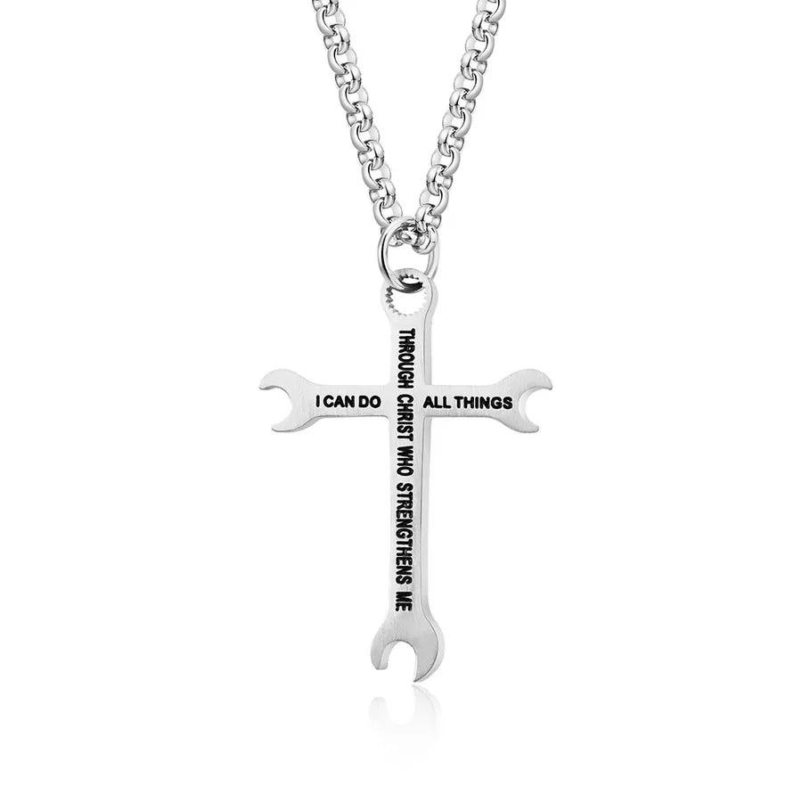 Hip-Hop Retro Cross 304 Stainless Steel Polishing Men's Pendant Necklace