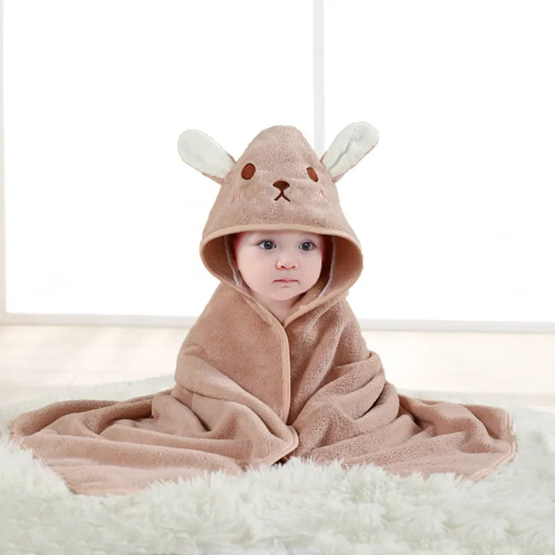Baby Cartoon Bag Blanket Coral Fleece Absorbent Children's Bath Towel Embroidered Blanket with Hood Cloak Soft Newborn Blanket