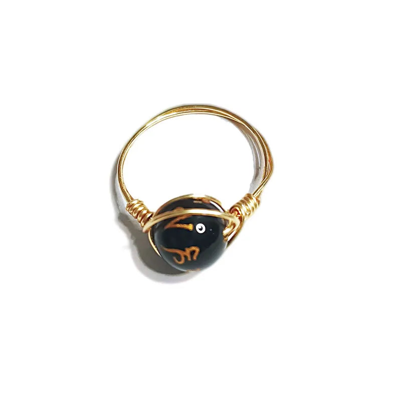 fashion round natural stone rings 1 piece