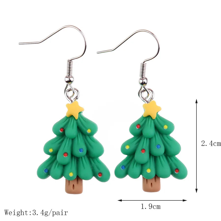 Christmas Themed Hoop Earrings Santa Claus Reindeer Christmas Tree New Arrival Cartoon Design Christmas Series Jewelry