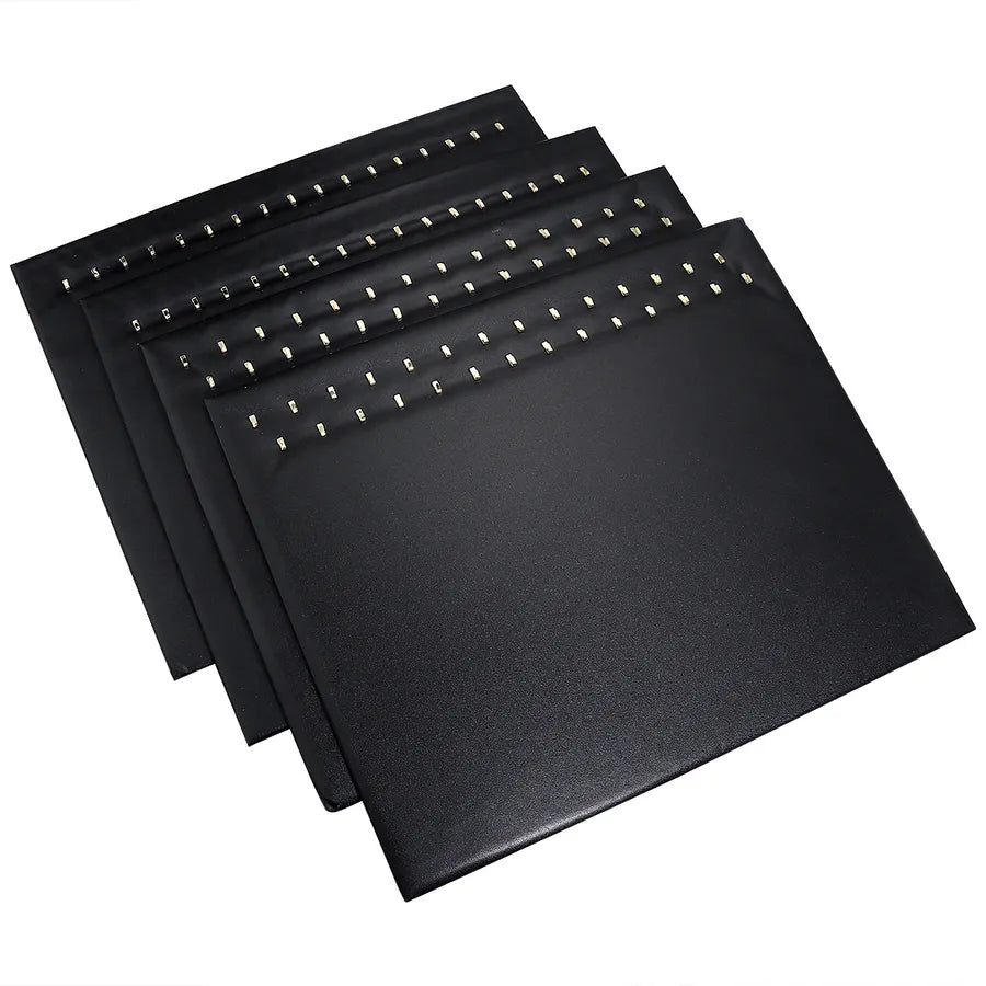 New PU Leather Jewelry Display Board Black Hook Necklace Earring Ring Stand Stall Display Props Simple Style Handwoven Square