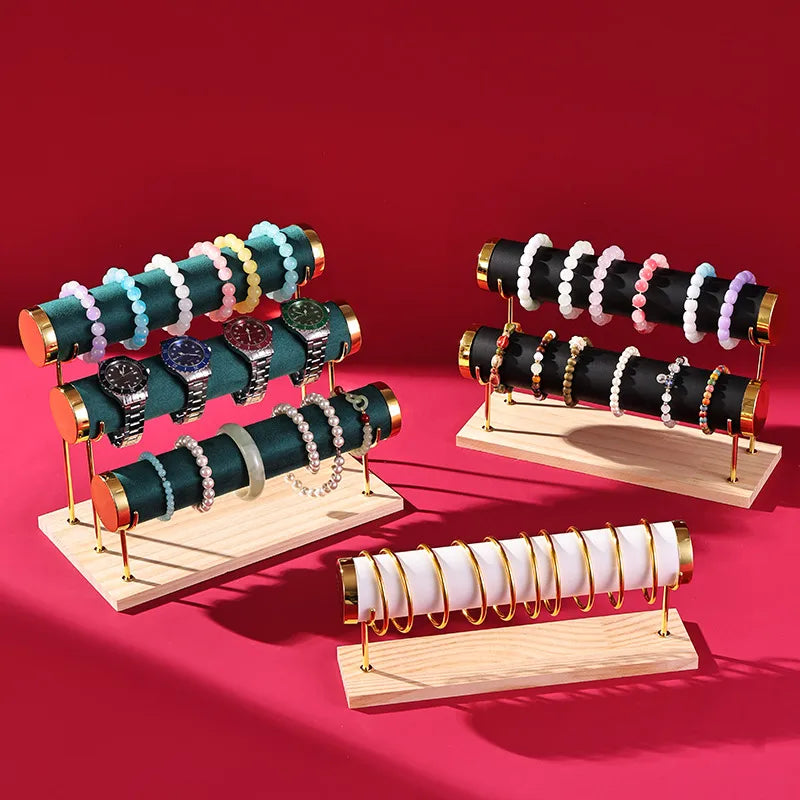 High-End Jewelry Display Stand Multi-Layer Bracelet Holder Watch Storage Rack Novelty Design Wooden Jewelry Accessory Showcase