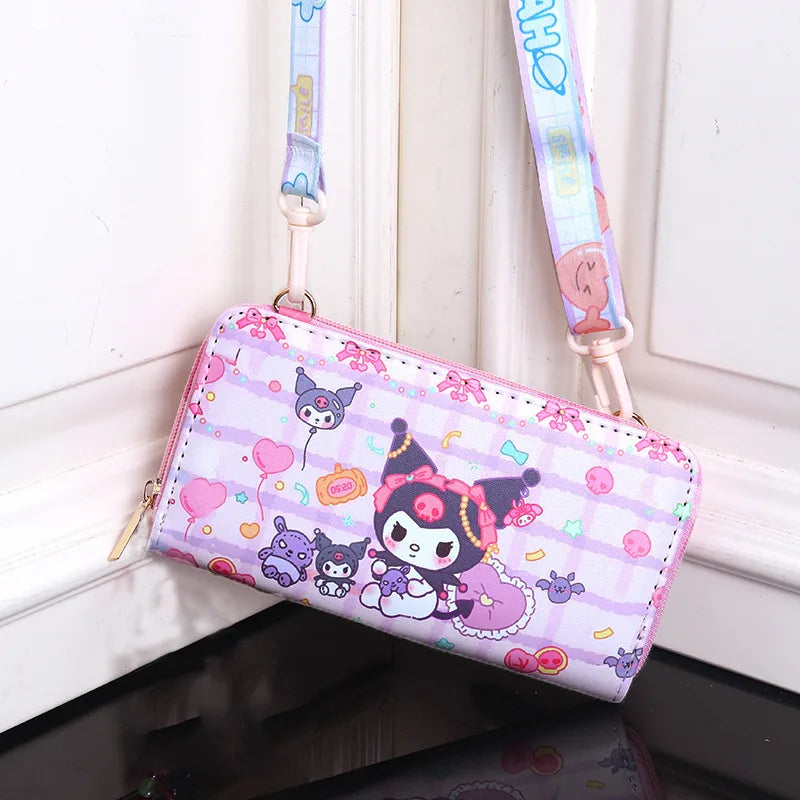 foreign trade kulomi  conan cartoon cute boys and girls children large capacity wallet messenger bag