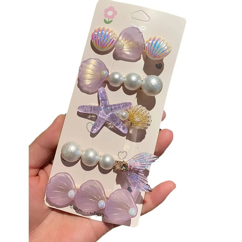 Women's IG Style Marine Style Scallop Starfish Heart Shape Plastic Shell Hair Clip