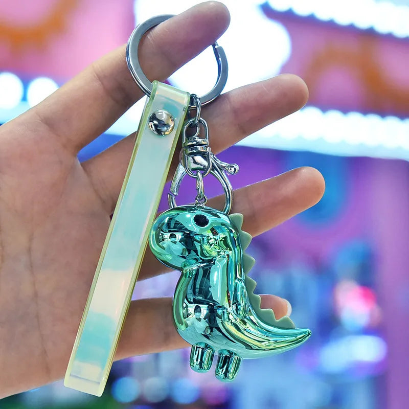 cute little dinosaur doll acrylic key pendant leather cord keychain