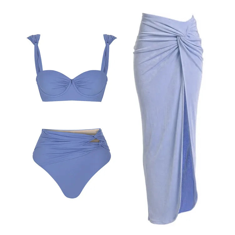 Women's Basic Classic Style Color Block 2 Pieces Set One Piece Swimwear