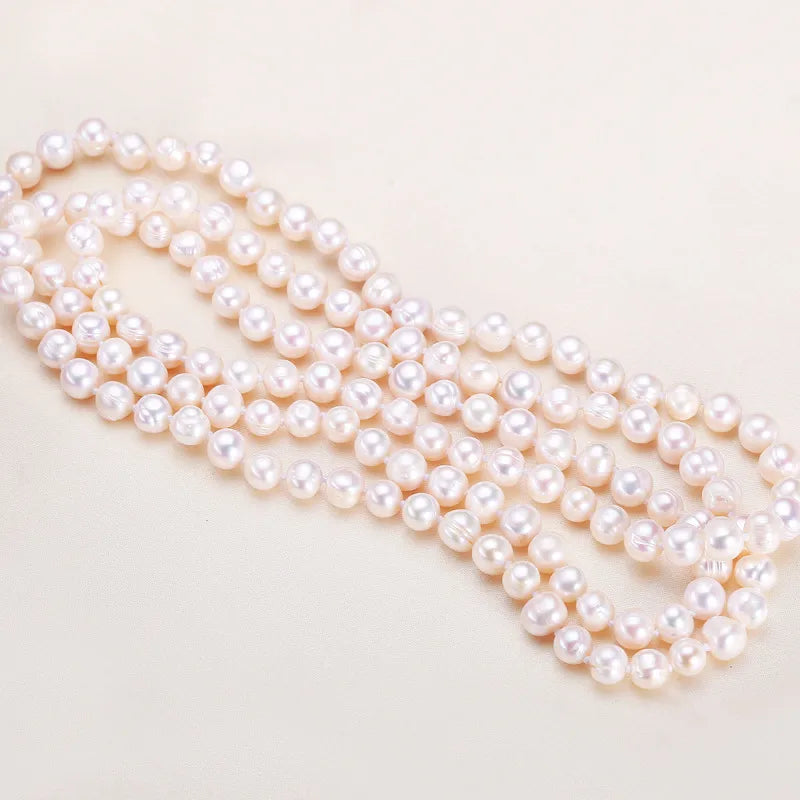 Freshwater Pearl Beaded Chain Geometric Necklace