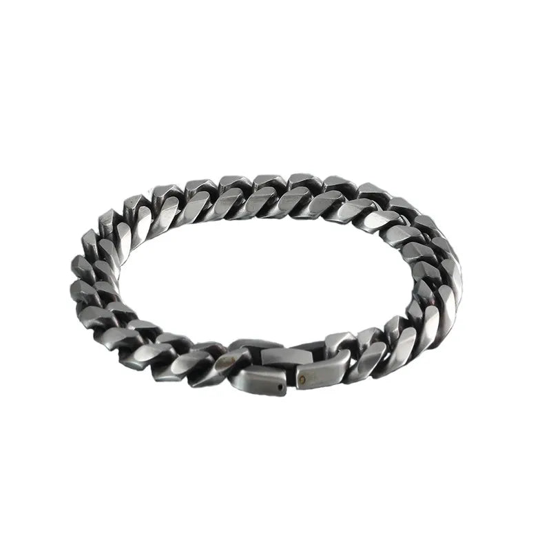 retro geometric solid color titanium steel stoving varnish men's bracelets