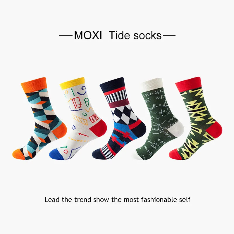 Unisex Modern Style Printing Color Block Lingge Nylon Cotton Ankle Socks A Pair