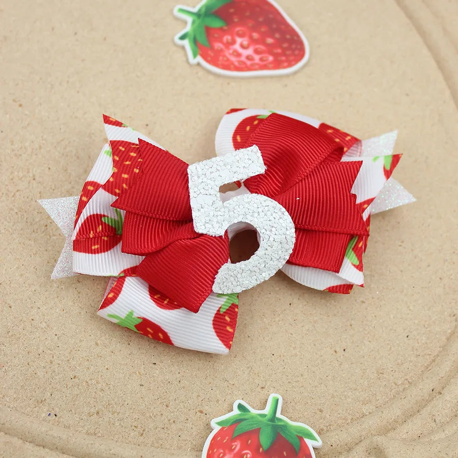 Explosions Birthday Hair Band Digital Glitt Hairpin Hair Band Baby Strawberry Birthday Hair Accessories