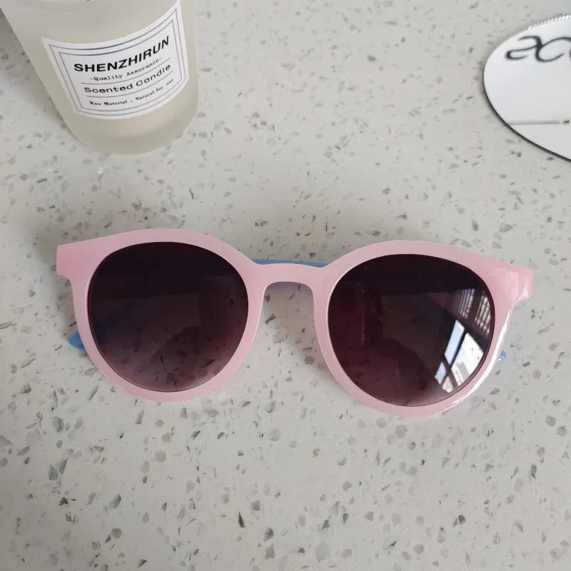 Simple Style Classic Style Solid Color UV400 Protection Resin Round Frame Full Frame Kids Sunglasses