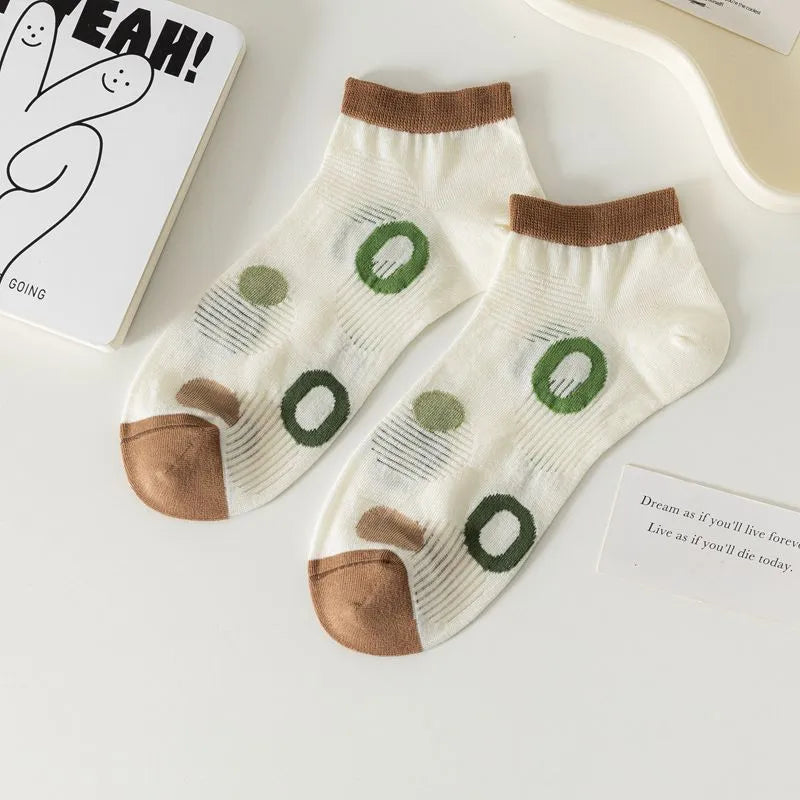 women's casual cartoon bamboo fiber hollow out ankle socks a pair