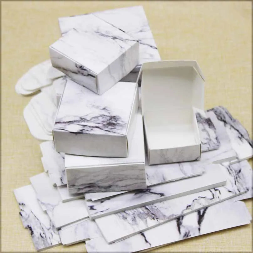 Christmas Gift Box Handmade Printed Paper Marble Pattern Jewelry Packaging Box Multiple Sizes Business Style 300g Material