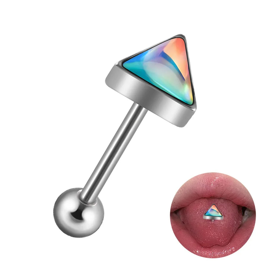 1 Piece Lip Rings Hip-Hop Cool Style Triangle Geometric Water Droplets 304 Stainless Steel Enamel Tongue Rings