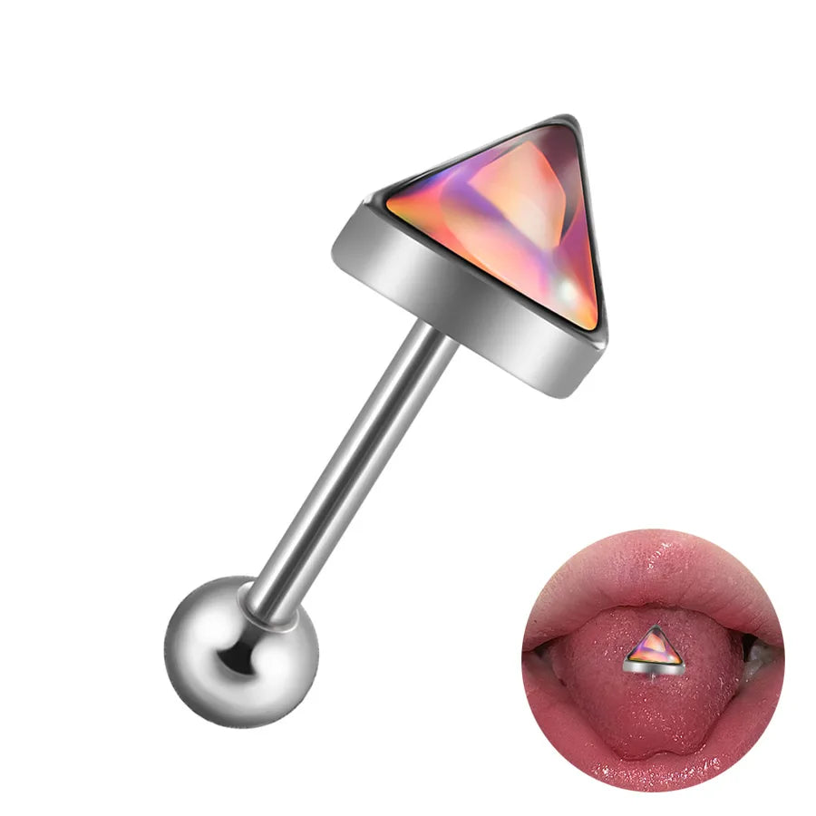 1 Piece Lip Rings Hip-Hop Cool Style Triangle Geometric Water Droplets 304 Stainless Steel Enamel Tongue Rings