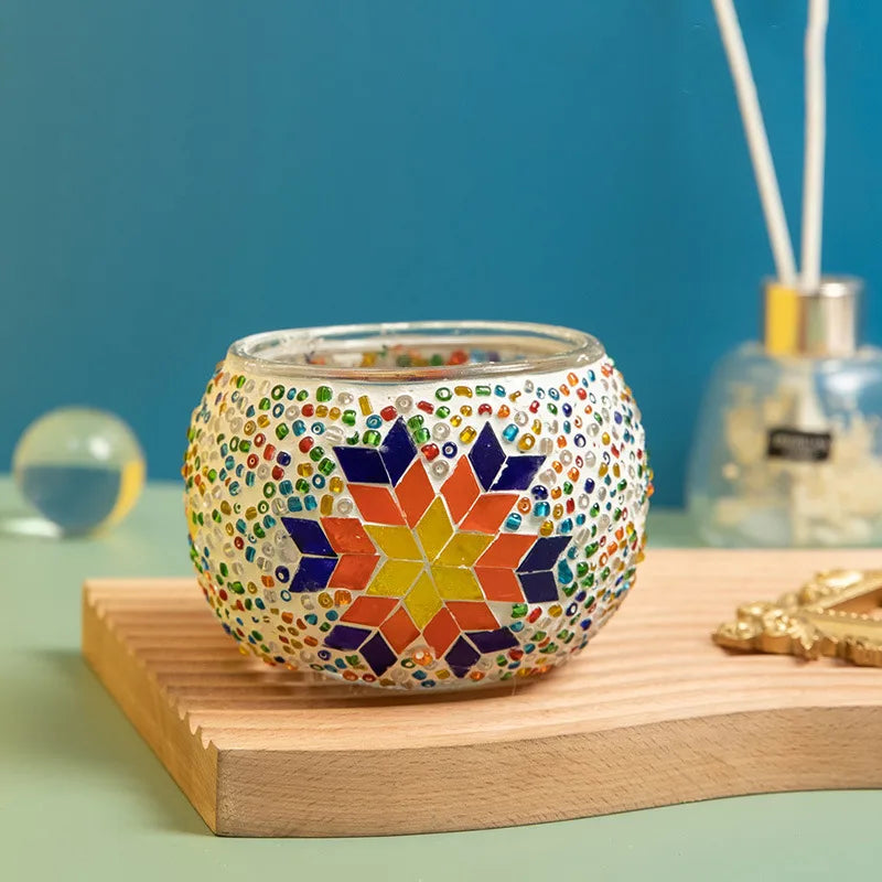 No Retro Geometric Glass candlestick