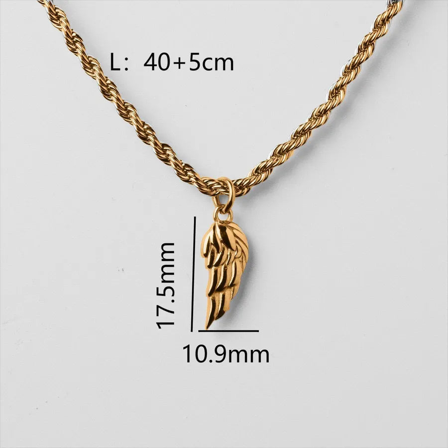 201 Stainless Steel 304 Stainless Steel Titanium Steel Gold Plated Hip-Hop Plating Wings Pendant Necklace