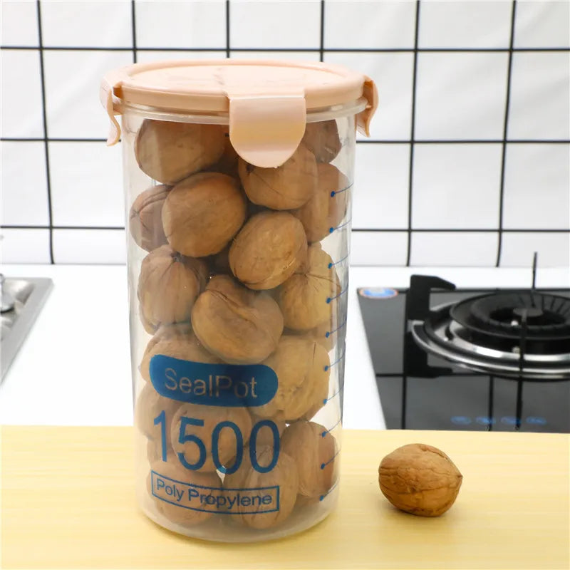 Kitchen Moisture-proof Transparent Sealed Jar Grain Dried Fruit Storage Plastic Jar Snack Storage Jar