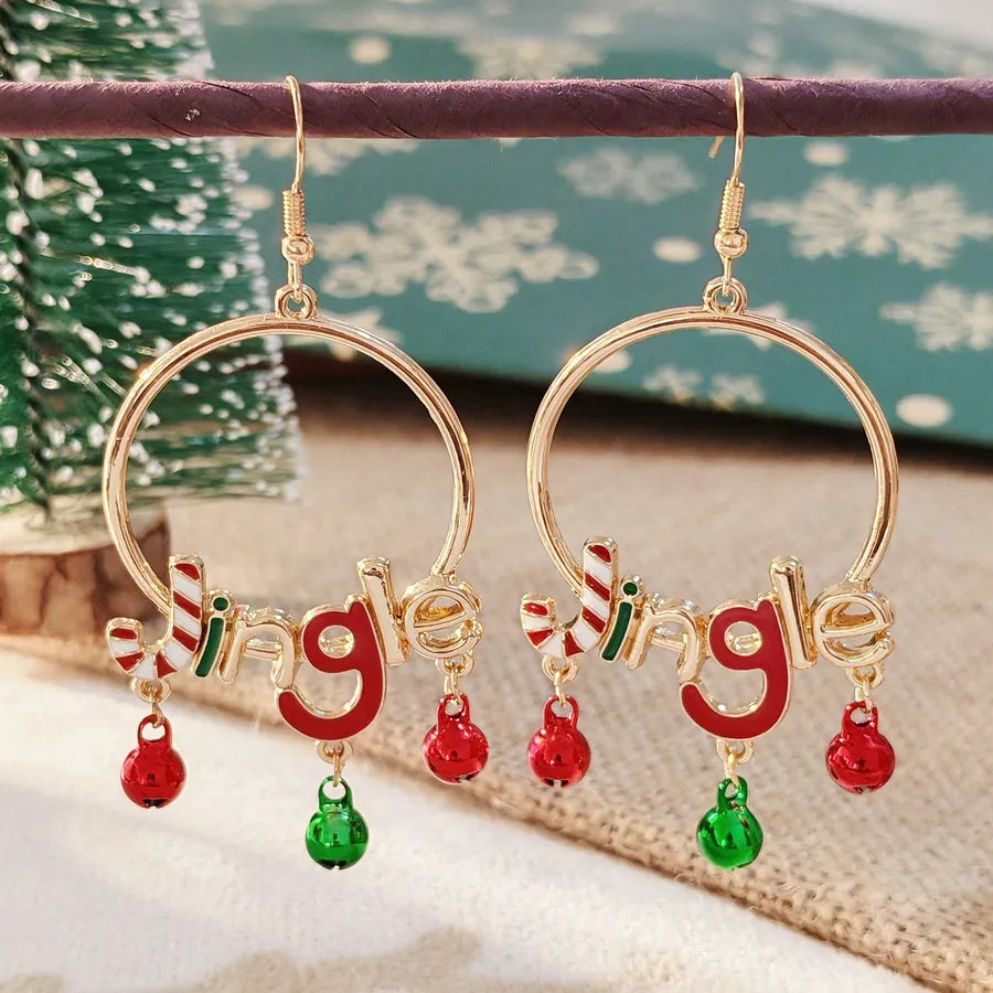 Hot Sale Christmas Earrings Fashion Creative Color Bell Letters Earrings Eardrops Female Accessories Wholesale