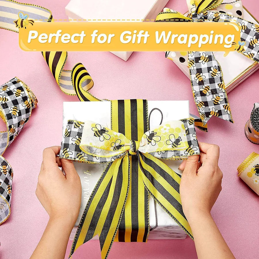 Cute Simple Style Stripe Polka Dots Bee Cloth Polyester Party Festival Ribbon Gift Wrapping Supplies