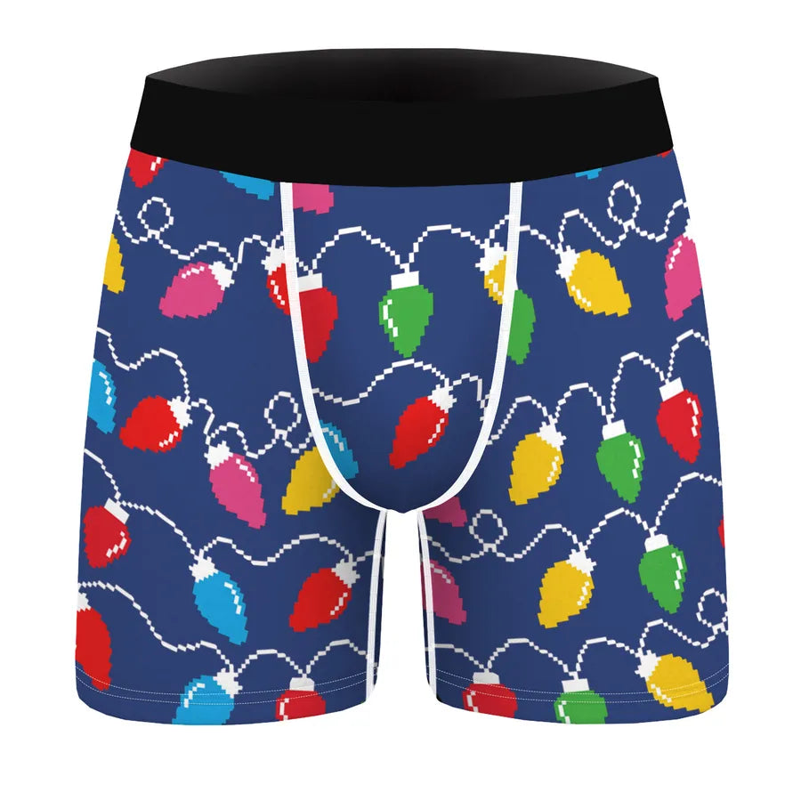 A generation of bow tie Christmas digital printing men's stretch comfortable breathable underwear gift popular boxers