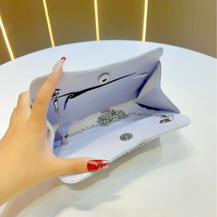 Elegant Evening Clutch Bag For Women Fashionable Square Handbag Stylish Polyester Handheld Bag Match Evening Gown Bag
