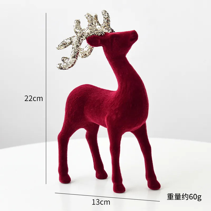 Nuchi Christmas Decorations Plush Deer Decoration Fairy Dust Wine Red Christmas Tree Ornaments American Style Festival Supplies