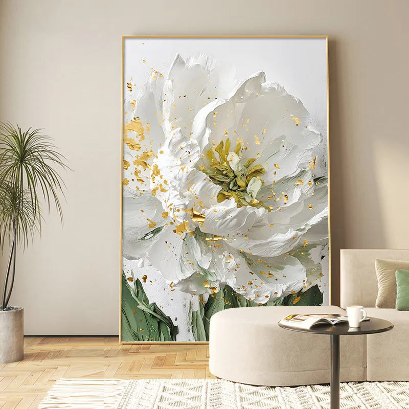 Nordic cream style lush branches and leaves living room decorative painting flower texture  mural sofa background wall hanging painting