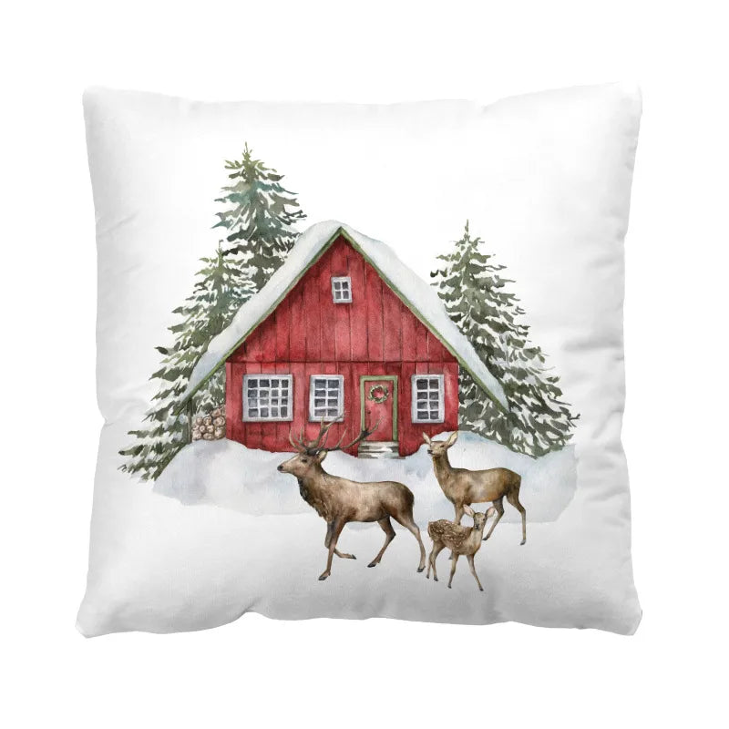 Christmas Casual Christmas Tree Santa Claus Letter short plush Pillow Cases Couch & Sofa Decor