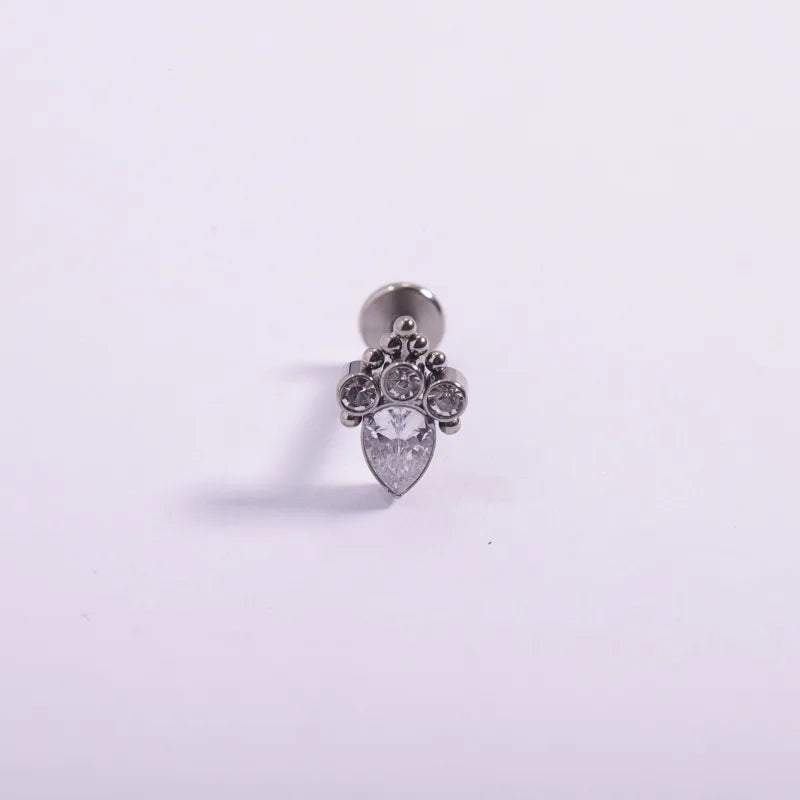 1 Piece Lip Rings Casual Gothic Hip-Hop Geometric Animal Titanium Alloy Polishing Plating Flowers Zircon 18K Gold Plated Lip Rings Ear Cartilage Rings & Studs