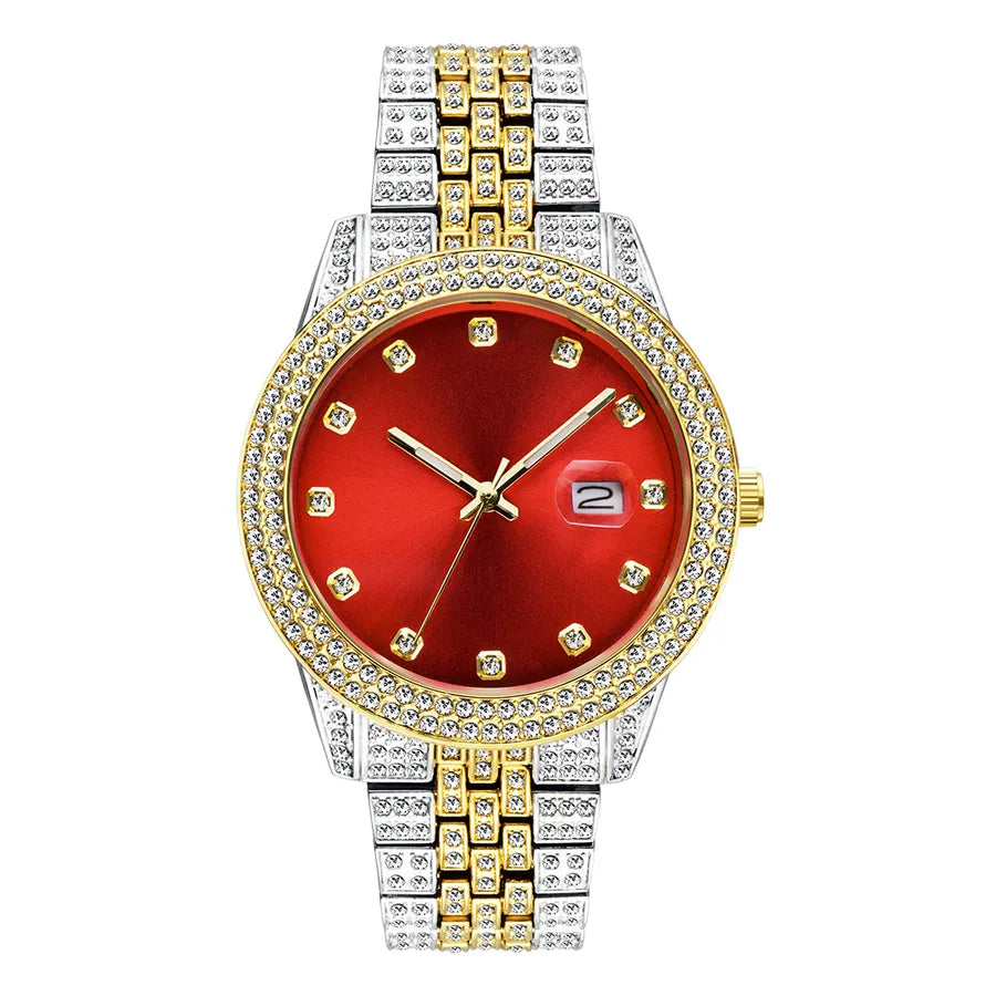 Casual Retro Color Block Butterfly Double Snap Quartz Watch Men's Watches