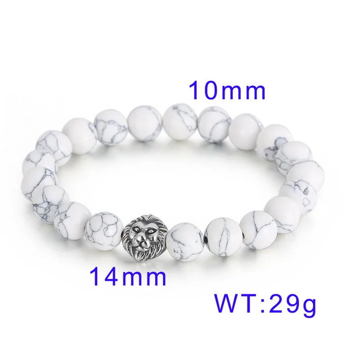 simple style animal round stainless steel turquoise tiger eye plating 18k gold plated unisex bracelets