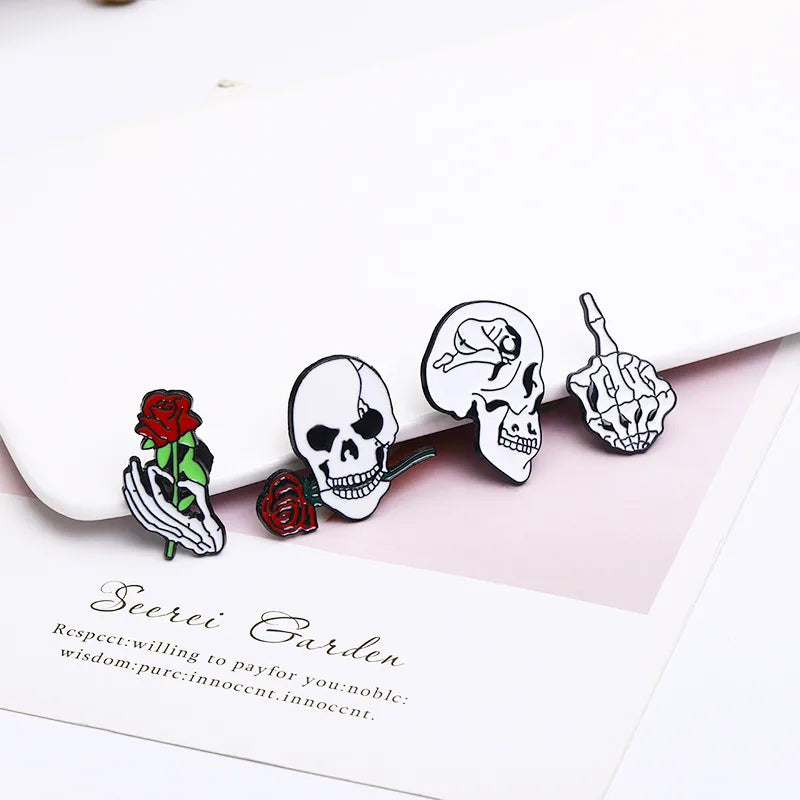 Creative Personalized Skull Series Alloy Pin Brooch Fashion Accessory Drop Oil Design Trendy Brand New  Unisex Style