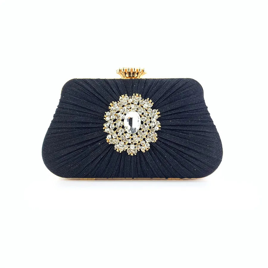 blue black gold pu leather cotton flower rhinestone square evening bags