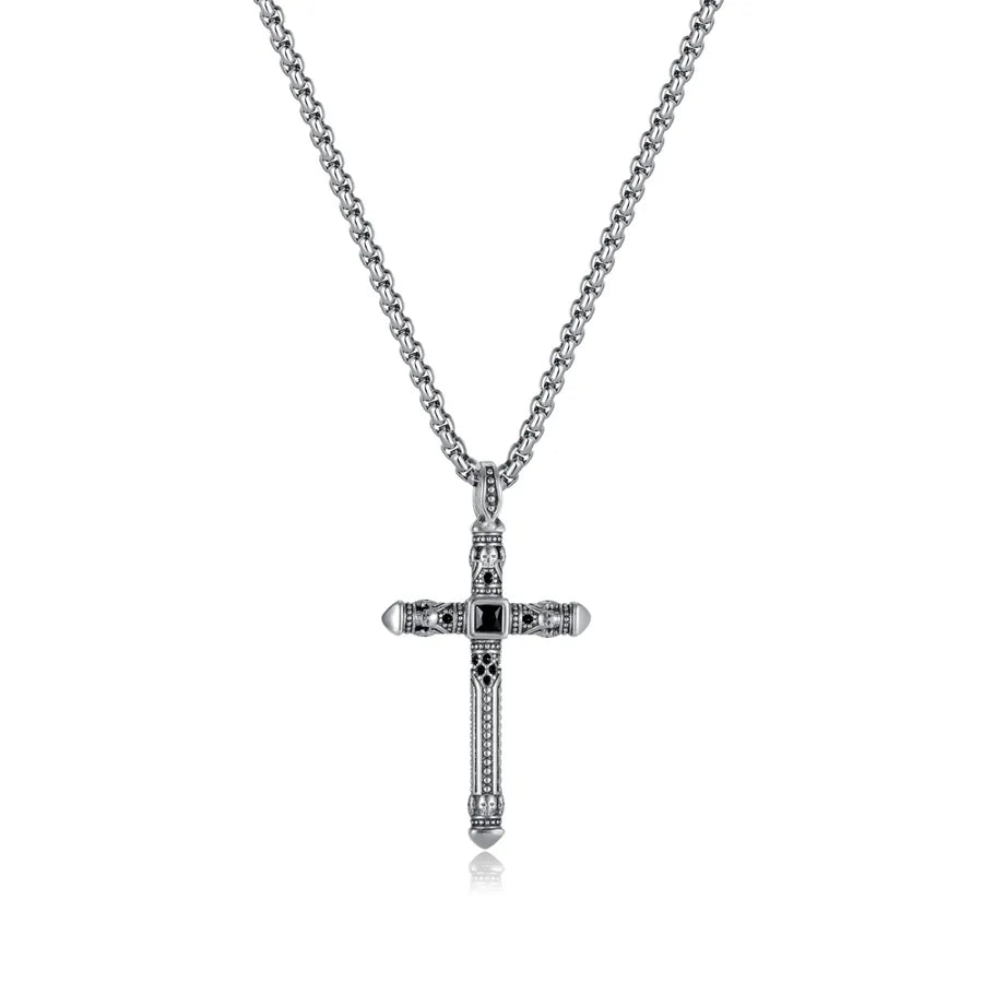 hip-hop cross stainless steel pendant necklace