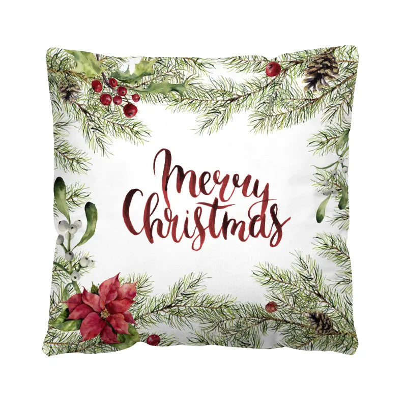 Christmas Casual Christmas Tree Santa Claus Letter short plush Pillow Cases Couch & Sofa Decor
