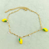 Wholesale Jewelry Cute Pastoral Simple Style Lemon Cherry Strawberry 304 Stainless Steel Acrylic Zircon 18K Gold Plated Plating Inlay Anklet