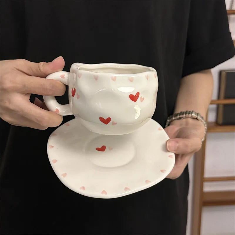 Cute Heart Shape Flower Bow Knot ceramics Water Bottles 1 Piece