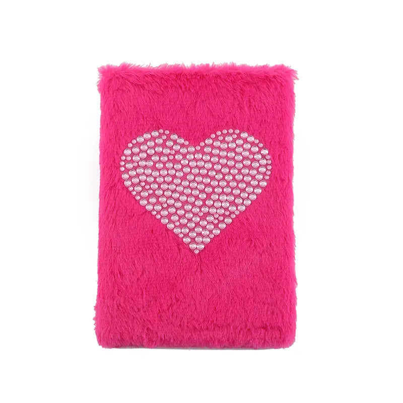 Cute Plush Heart Shaped Notebook Student Note Taking Gift Stationery Souvenir Pink Purple And Red Love Heart Design