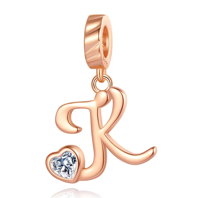 Ornament Letter Pendant S925 White Copper Rose Gold Necklace Pendant Diy Bracelet Charm Cross-Border Hot Sale Accessories