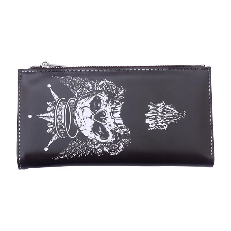 unisex skull pvc zipper buckle wallets