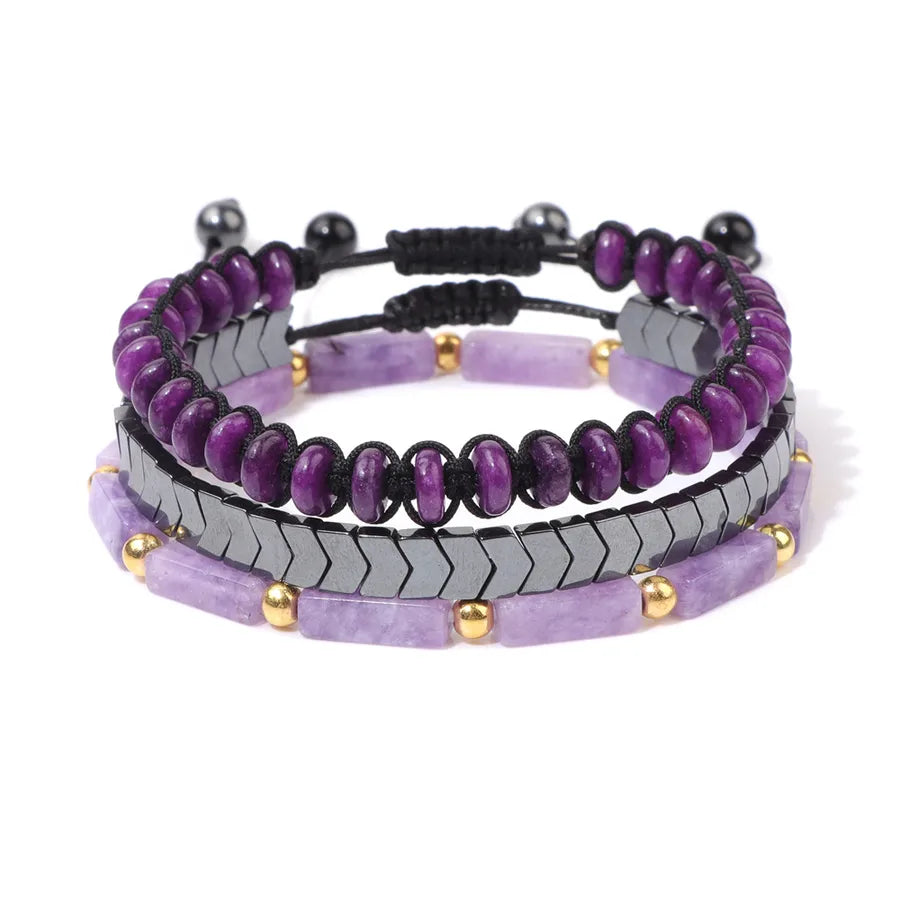 Retro Round Agate Beaded Men's Bracelets