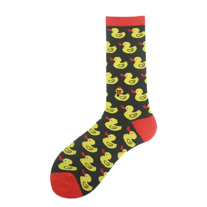 men's fashion cartoon nylon cotton printing crew socks a pair