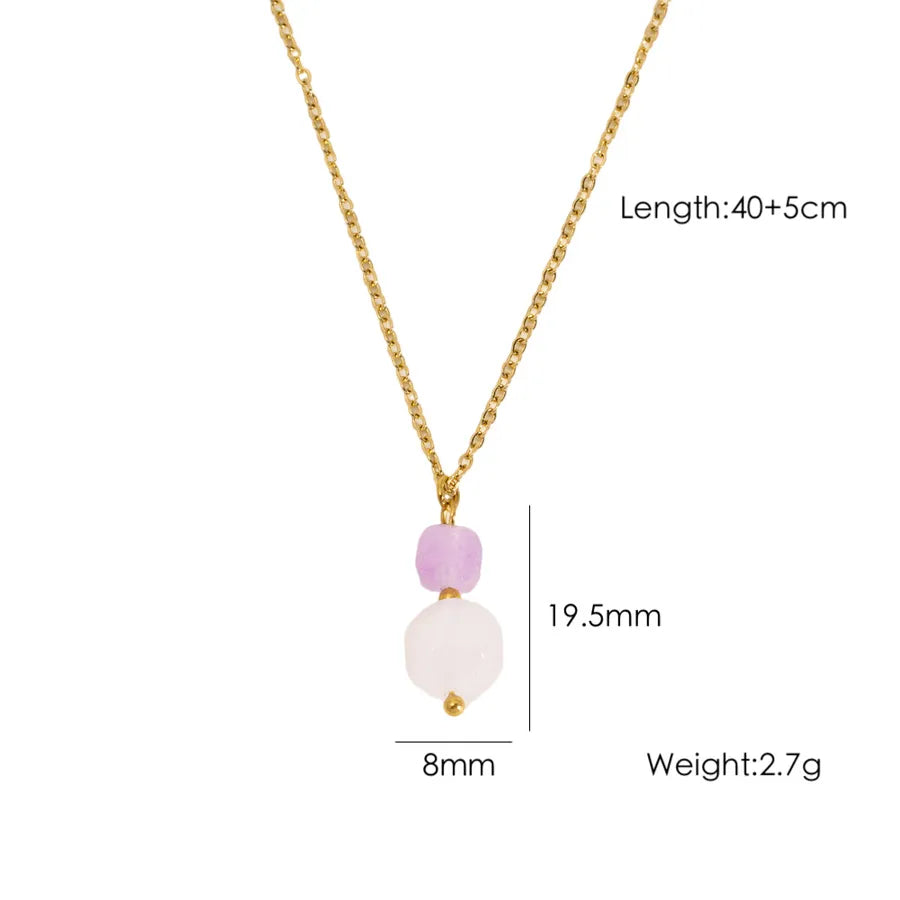 Wholesale Jewelry Elegant Simple Style Geometric 304 Stainless Steel natural stone cable chain Pendant Necklace