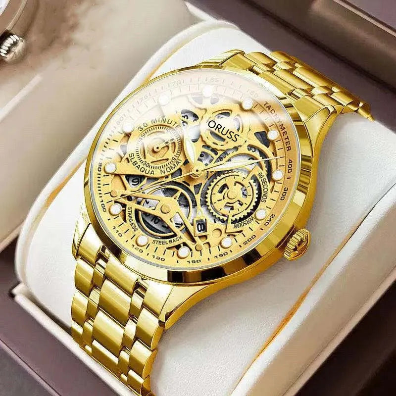 business geometric single folding buckle quartz men's watches